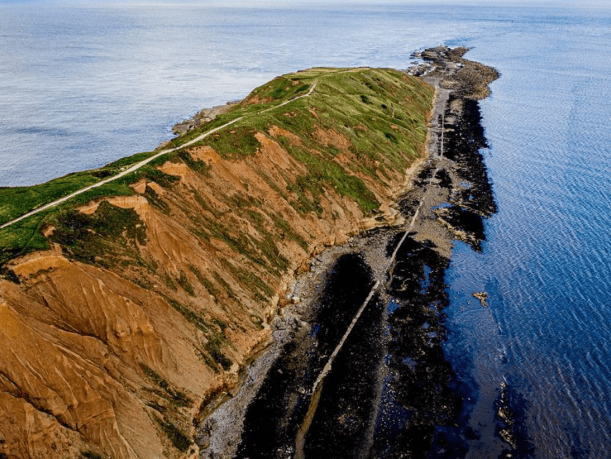 Filey Brigg rocky headland and beach North Yorkshire coast
