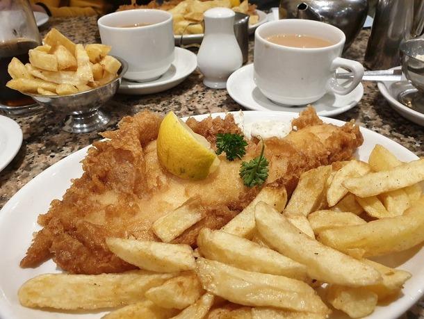 Fish and chips from Mother Hubbards Scarborough near glamping site