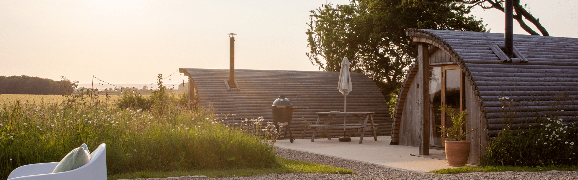 Untitled design Luxury glamping pod at sunset in North Yorkshire countryside